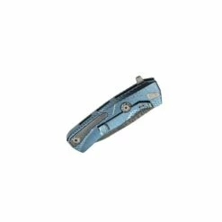 Couteau LionSteel ROK Titanium Bleu Damas -Des Couteaux Soldes Magasin couteau lionsteel rok titanium bleu damas 1