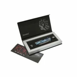 Couteau LionSteel ROK Titanium Bleu Damas -Des Couteaux Soldes Magasin couteau lionsteel rok titanium bleu damas 3