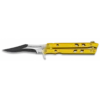 Couteau Papillon Albainox Manche Jaune Lame Ajourée 02137