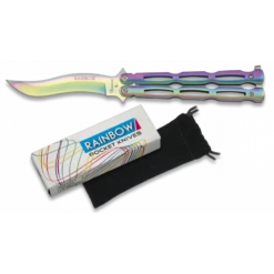 Couteau Papillon Rainbow Lame Vague 10cm