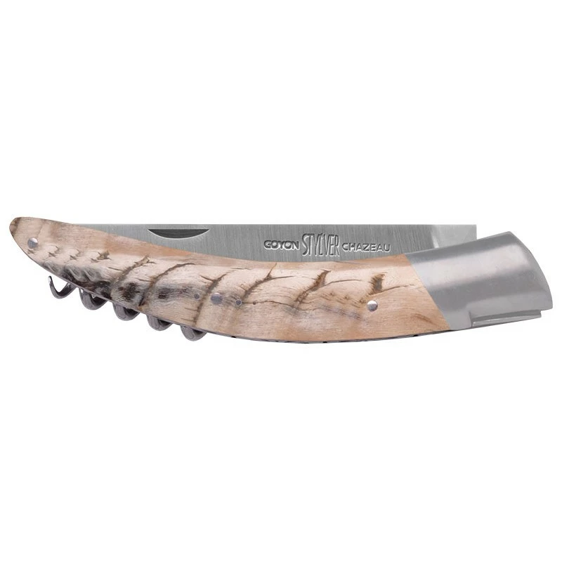 Couteau Pliant Stylver Corne De Bélier Guillochage à La Main Tire-bouchon - Goyon Chazeau 2 Couteau Pliant Stylver Corne De Bélier Guillochage à La Main Tire-bouchon - Goyon Chazeau – Image 2