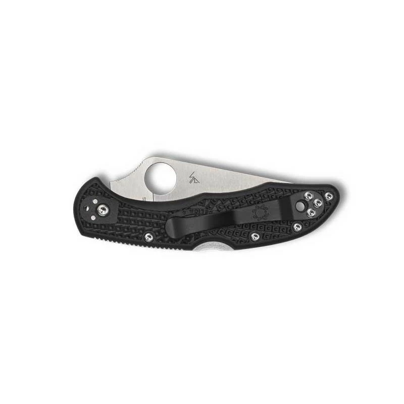 Couteau Spyderco Delica 4 Thin Blue Line Noir Lame Mixte 2 Couteau Spyderco Delica 4 Thin Blue Line Noir Lame Mixte – Image 2