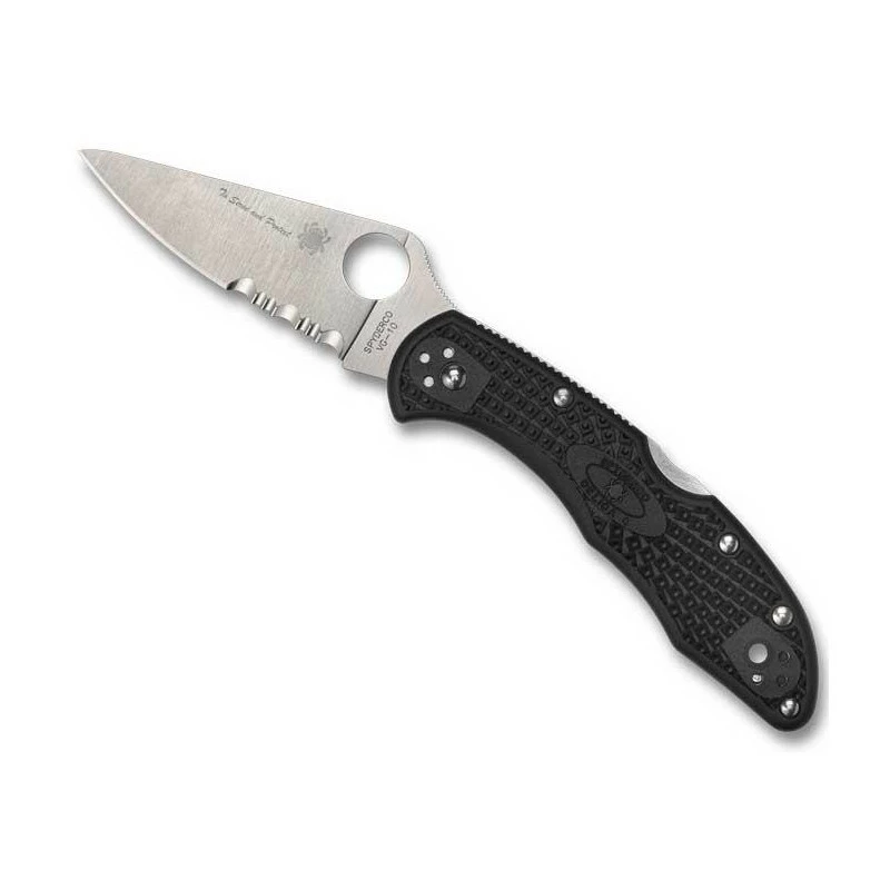 Couteau Spyderco Delica 4 Thin Blue Line Noir Lame Mixte 1 Couteau Spyderco Delica 4 Thin Blue Line Noir Lame Mixte