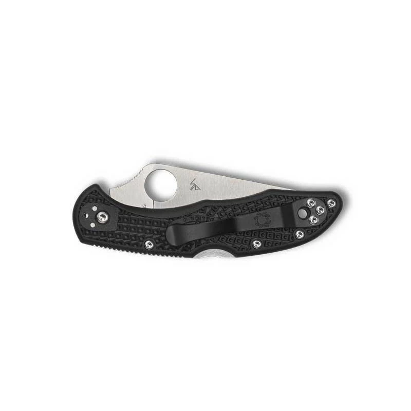 Couteau Spyderco Delica 4 Thin Red Line Noir Lame Mixte 2 Couteau Spyderco Delica 4 Thin Red Line Noir Lame Mixte – Image 2