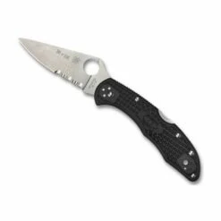 Couteau Spyderco Delica 4 Thin Red Line Noir Lame Mixte