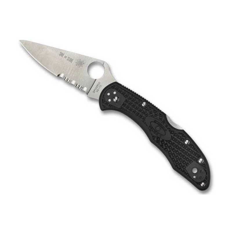 Couteau Spyderco Delica 4 Thin Red Line Noir Lame Mixte 1 Couteau Spyderco Delica 4 Thin Red Line Noir Lame Mixte