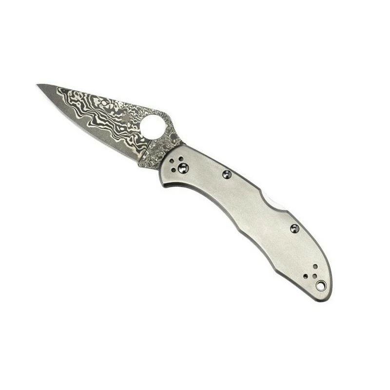 Couteau Spyderco Delica 4 Titanium Damas 1 Couteau Spyderco Delica 4 Titanium Damas