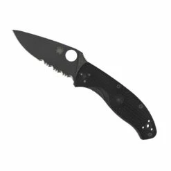 Couteau Spyderco Tenacious Tout Noir Lame Semi-dentée